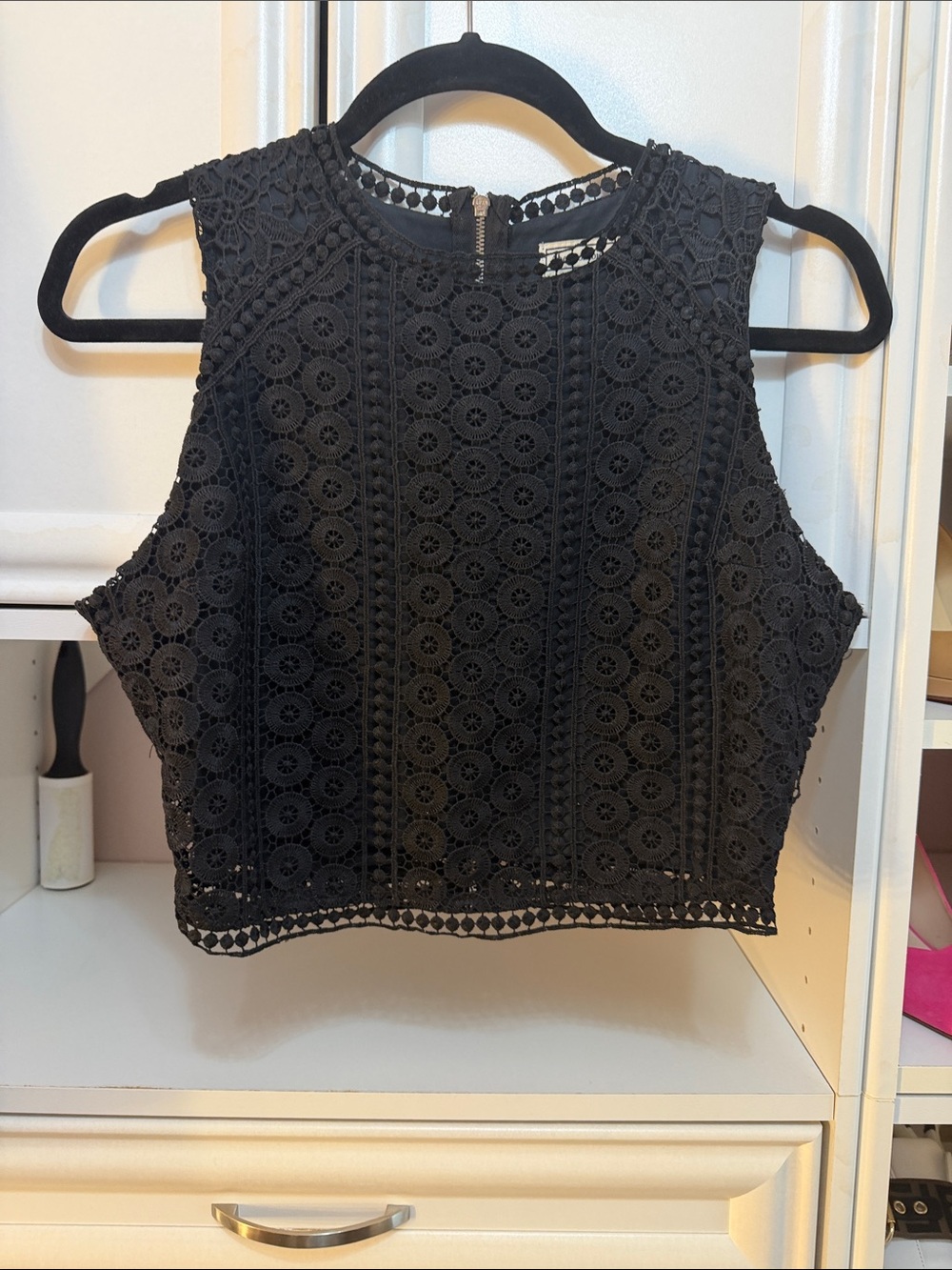 Abercrombie & Fitch Black Crochet Lace Crop Top